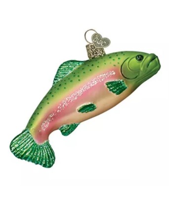 Old World Christmas RAINBOW TROUT (12096) Glass Ornament w/Free OWC Gift Box