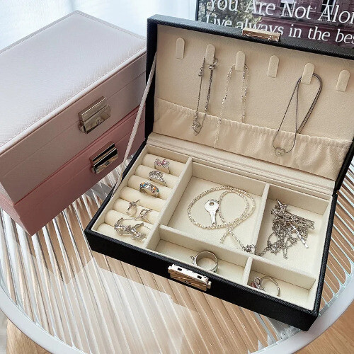Caja de joyería, pendientes con cerradura, pendientes, caja de almacenamiento a prueba de polvo caja de exhibición - Imagen 3 de 18