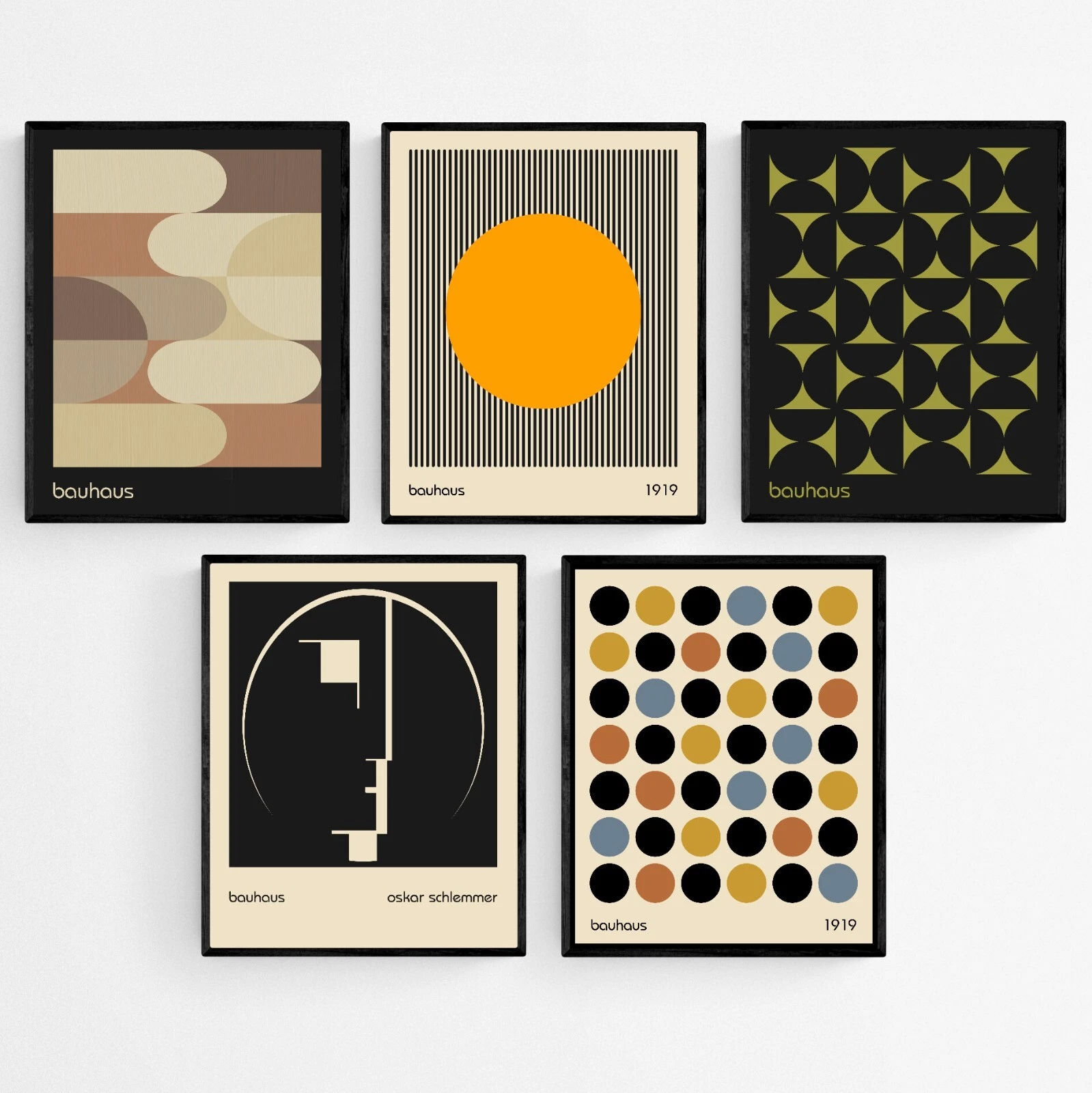 Bauhaus Wall Art - Set of 5 Prints - (10" x 8" | Unframed) - Abstract Wall Art
