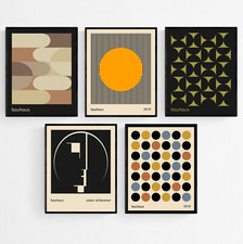 Bauhaus Wall Art - Set of 5 Prints - (10" x 8" | Unframed) - Abstract Wall Art