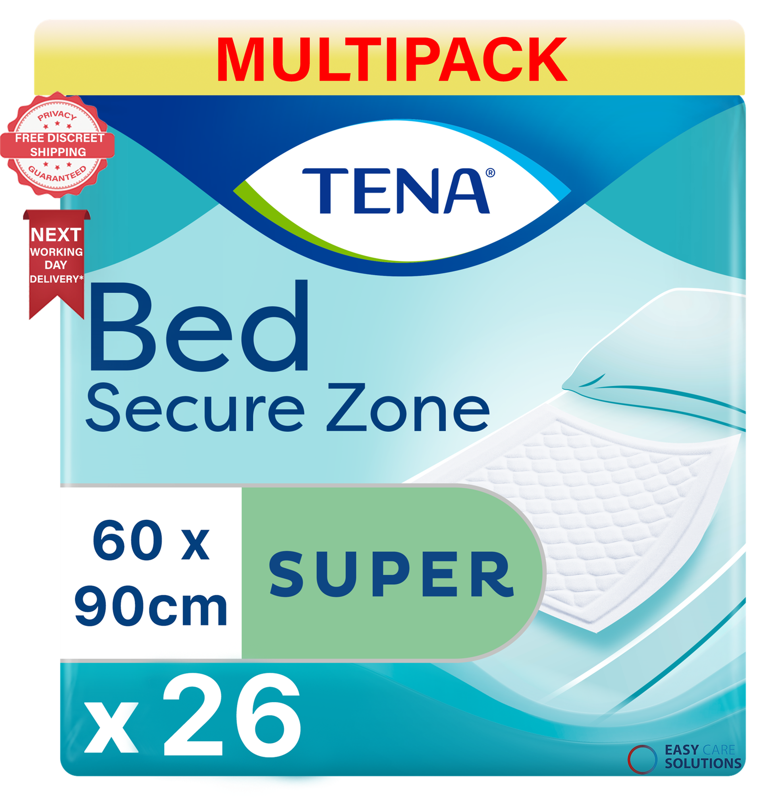 TENA Disposable Incontinence Bed pads 60x90cm - 2 Packs of 26- 2350ml Absorbency