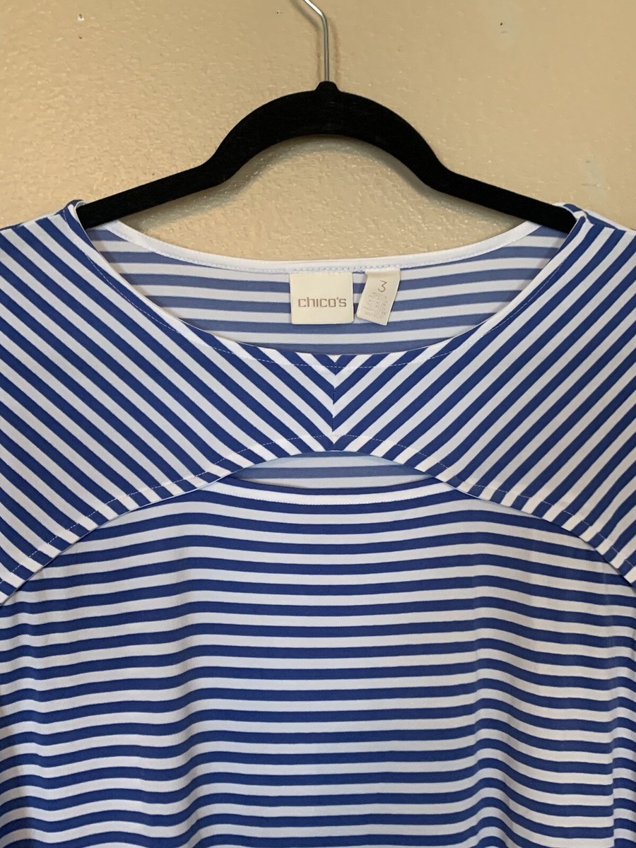 Chico's blue and white striped top size 3 or XL | eBay