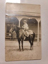 real photo postcard boy on a horse early 1900s unposted