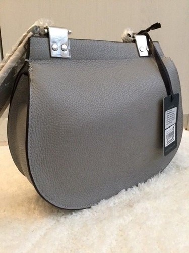 MODALU NEW SHARK GREY LEATHER MINI TRUDY FLAPOVER SADDLE SHOULDER BAG BNWT £170 - Picture 6 of 12