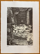 CARLO CATTANEO incisione acquaforte Incontro 23,5x17,5 firmata numerata rif GG