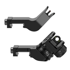 AR A2 Style fiber optic fixed 45 degree up back up sights, Black