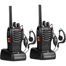 2x Walkie Talkie Walky Talky Ear Piece USB 5KM Long Range Two-Way HAM Radio