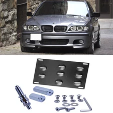 Tow Hook Hole Cover License Plate Bracket Mount Holder For 99-06 BMW E46