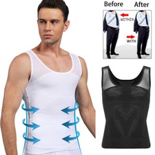 Mens Vest Tops Gynecomastia Undershirt Slim Shapewear to Hide Man Boobs Moobs US