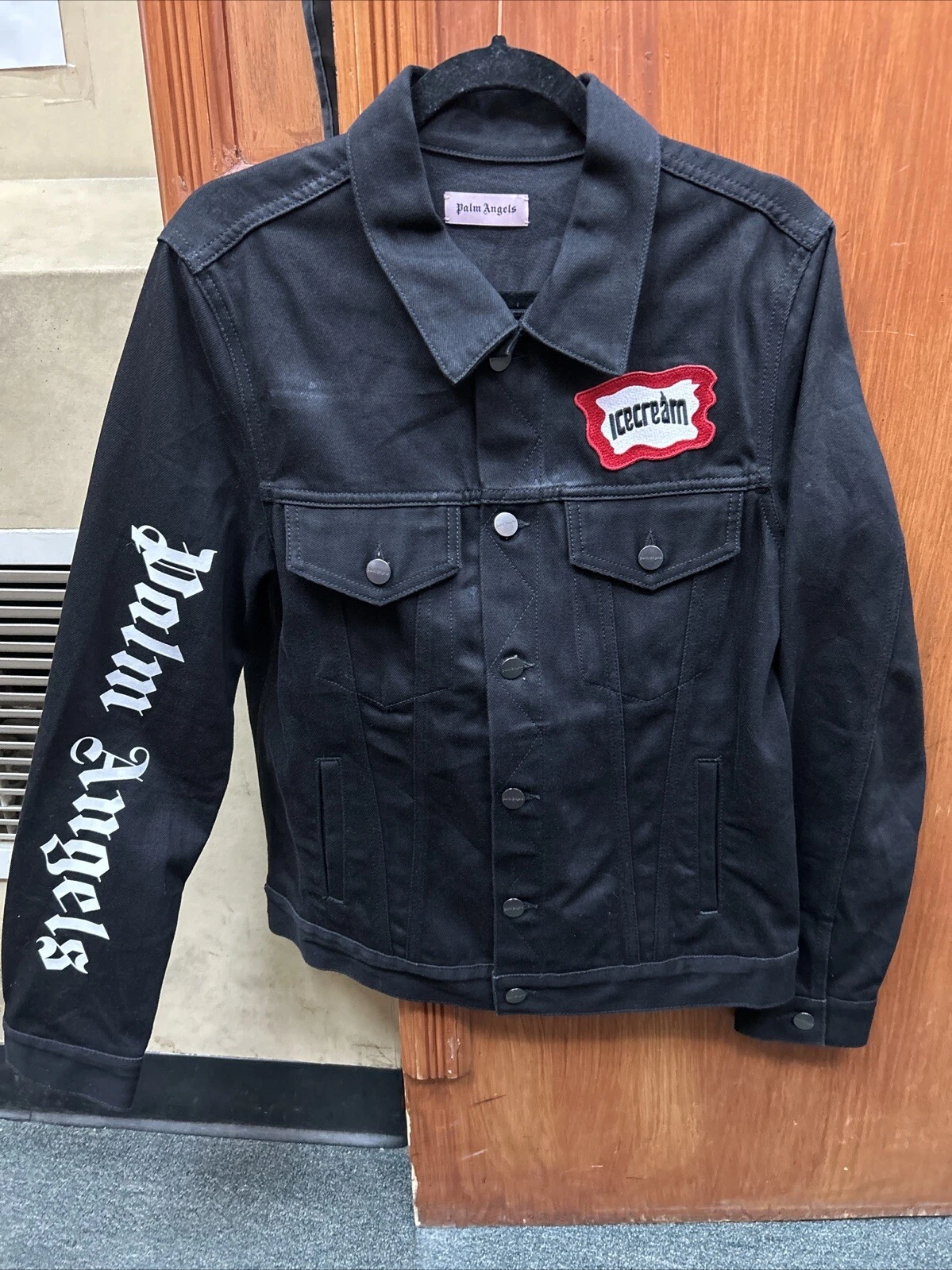 Giacca Palm Angels x Gelato Bottoni Nero Cotone Denim Taglia S