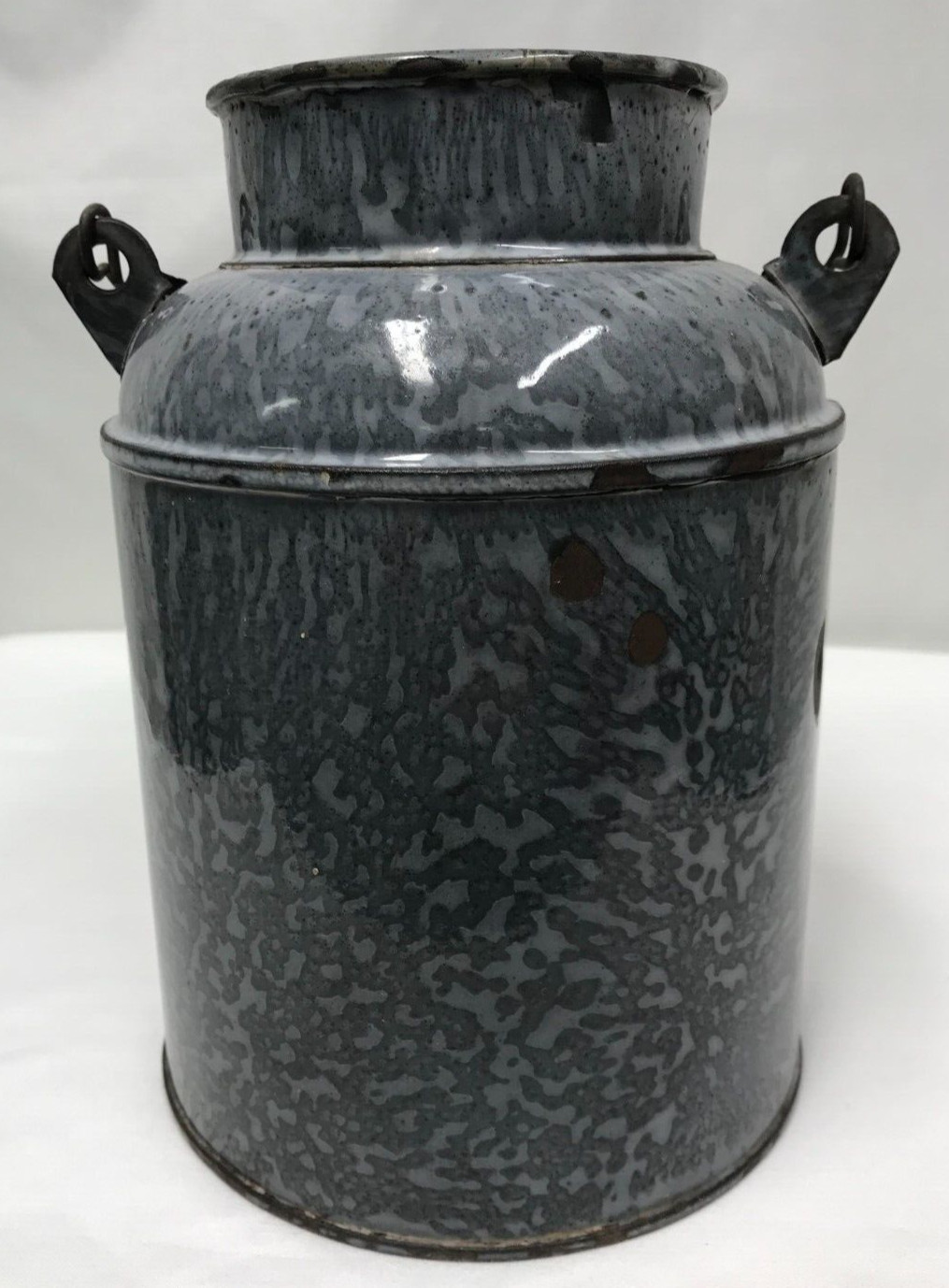 Vintage Gray Graniteware Enamelware Milk Can Cream Pail w/o Lid