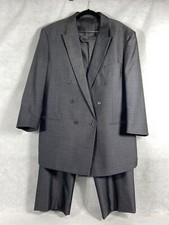 Alexandre Of England 2PC Pant Suit Men  s 48R Gray Double Breasted Shiny