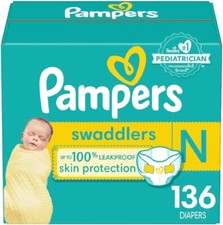 Pampers Swaddlers Diapers 136 Ct Pack - Size Newborn