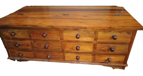 Wooden Coffee Table Half Trunk + 12 drawers