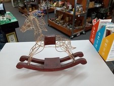 Vintage Hand Crafted Wood Iron Metal Rocking Horse