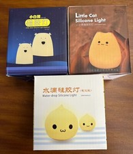 Water Drop  Cat  Bear Shaped LED Night Light Silicone Color Change Lamp Gift