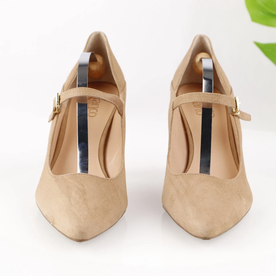 Zapato de tacón alto Franco Sarto para mujer con himno talla 9,5 marrón nude gamuza Mary Jane Foto 2 de 4