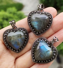 10pcs Natural Labradorite Gems Pendants Magic Reiki Healing Amulet