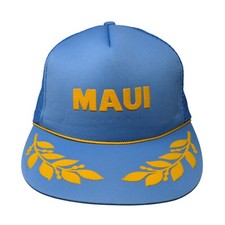 Maui Snapback Mesh Back Rope Trucker Hat Blue One Size Hawaiian Headwear
