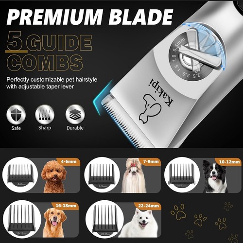 Dog Clippers 3-Speed Low Noise Cordless Pet Grooming Tools for Small & Large Pet - Picture 3 of 8