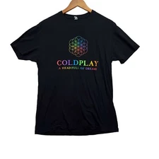 Coldplay 2016 A Head Full Of Dreams Concert Tour Black BTS T-Shirt Concert  M