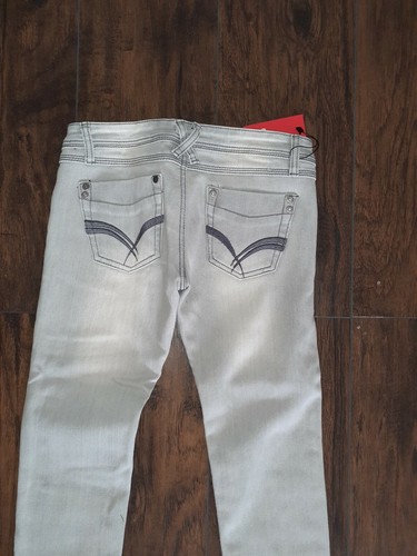 GIRLS FLEECE LINED SKINNY JEANS STRETCH LOW RISE GRAY-XXL-16 - Picture 7 of 10