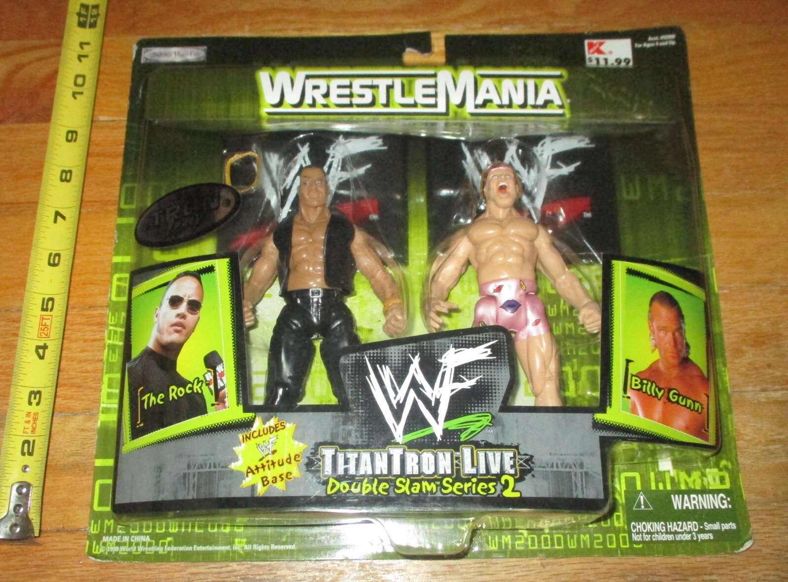 2000 WWE Jakks The Rock Billy Gunn Wrestling Figures Double Slam 4 WM AEW