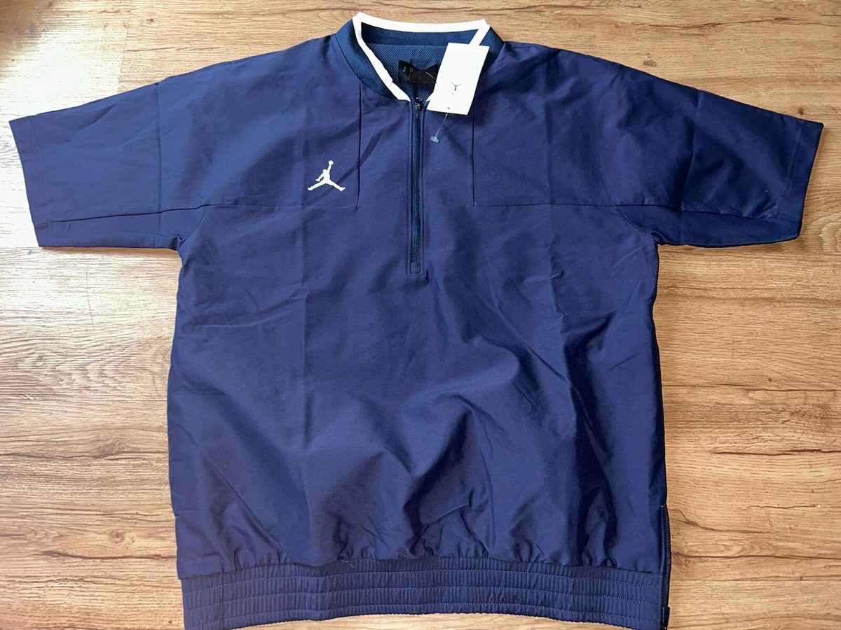 JORDAN MENS COACHES SHORT SLEEVE HOT JACKET 1/4 ZIP NAVY BLUE SIZE