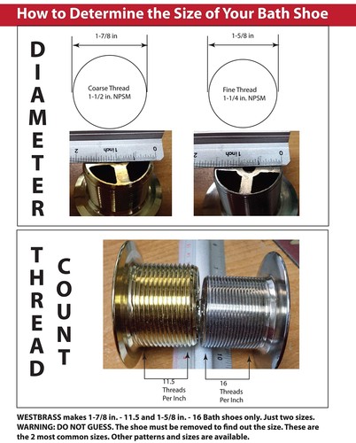 Westbrass 1-1/4" NPSM (1-5/8"-16 UNC-2A) Fine Thread Twist & Close Bath Drain... - Picture 4 of 6