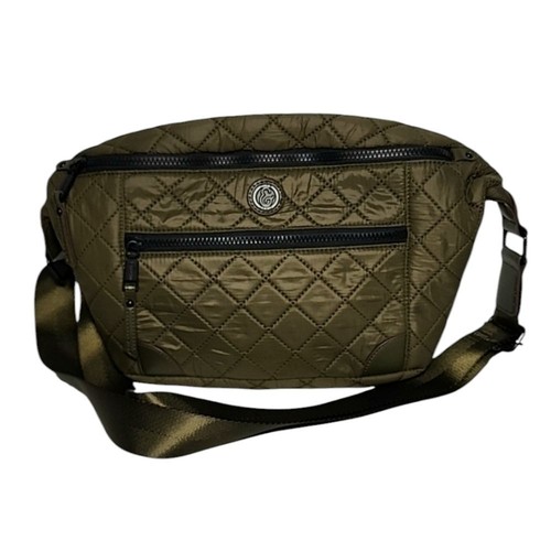Joan & David Quilted Green Nylon Travel Sling Purse Women's Messenger Bag - Picture 2 of 15