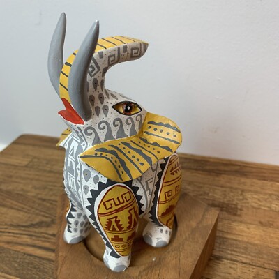 Artisan Crafted Wood Orange Elephant Figurine from Mexico, ''My Elephant Friend''