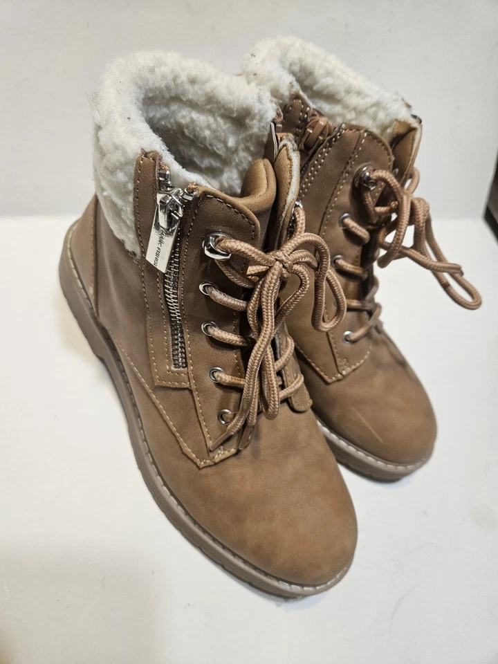 Marc Fisher Girls Sz 5 Jade Lace Zip Boots Cognac Color Little Big Kid EUC 9575☆ - Image 2 of 4