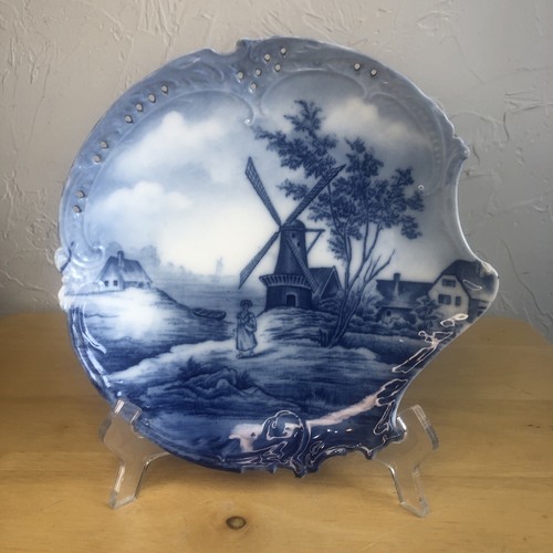 Delfter blau WEISS Teller 8,5 Rosenthal Bohnenkraut Germany STEINGUT durchbohrt Windmühle - Bild 2 von 8