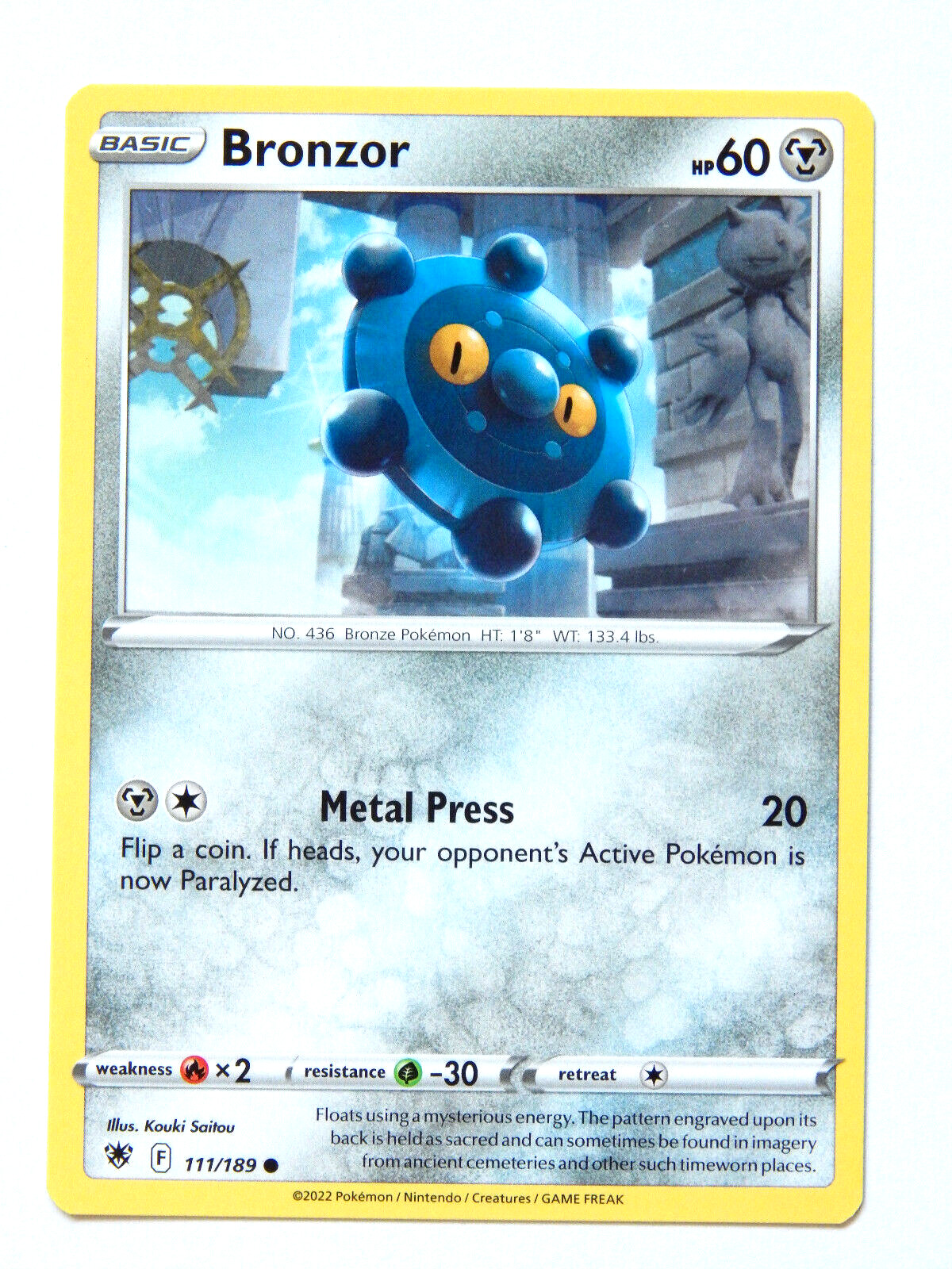 Pokemon  Bronzor 111/189 Astral Radiance 2022 Metal Common Card - NM+