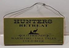 Hunters Retreat Old Friends Cold Beer Wood sign Man cave Wall Decor plaque