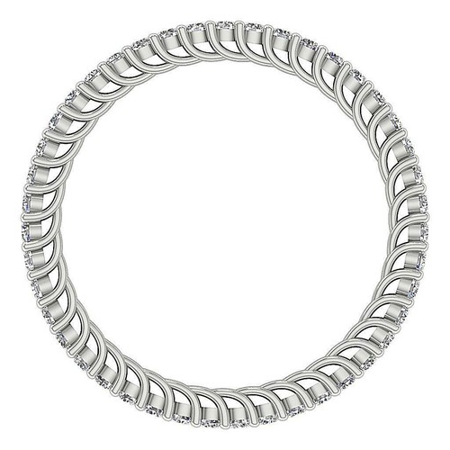 Eternity Stackable Ring Round Cut Diamond I1 G 0.70 Carat White Gold Prong Set - Picture 5 of 8