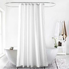 Extra Long Thick Fabric Polyester Shower Curtain White Minimalism
