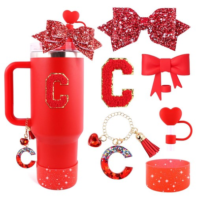 #ad #ad Red Cup Accessories Set for Stanley 30OZ amp; 40OZ Tumbler with Handle Letter C... $17.30
