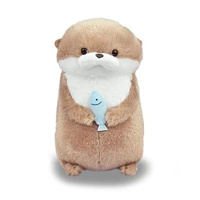 Otter Plush Toy Holding Fish Cute Kawaii Stuffed Animal