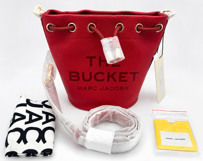 Marc Jacobs The Bucket Bag Red Pebbled Leather Crossbody Shoulder