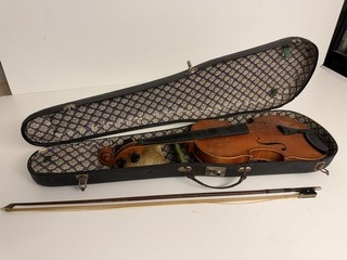 Antico violino violino 4/4 con arco e scatola