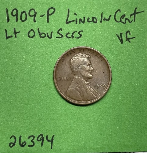 1909-P Lincoln Wheat Cent / Penny 1c Vf Very Fine Light Obv Scratches
