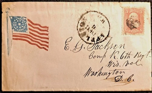 65 Civil War Patriotic - Waving Flag w/Star in Center Patriotic - Appleton, WISC