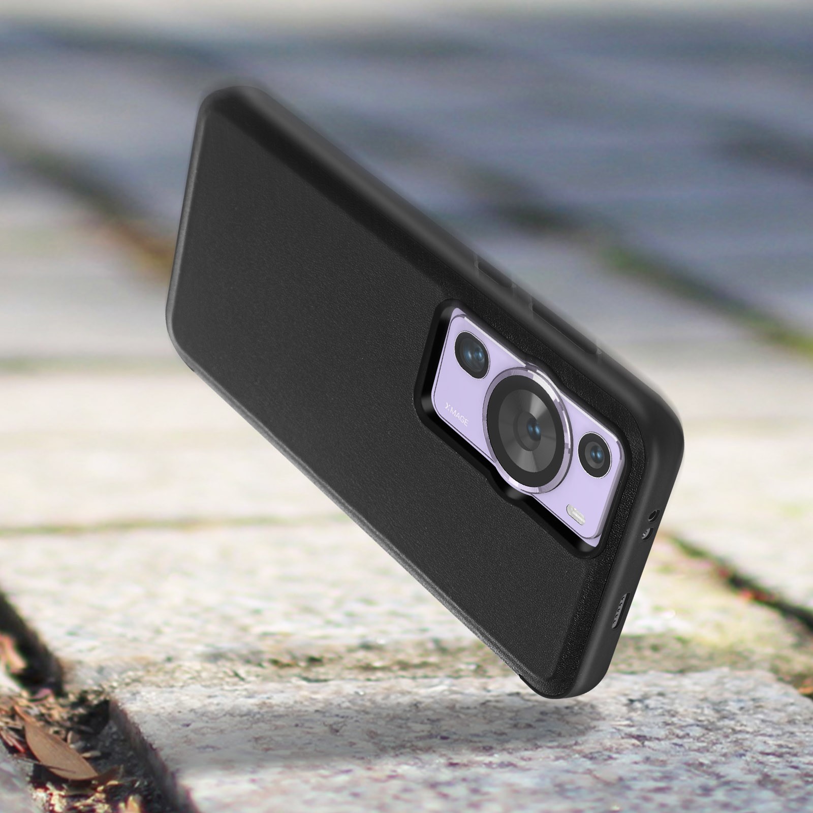 Coque Huawei P60 Pro anti-choc noire avec écran de notification Clear View