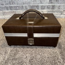 Vintage Brown Faux Leather 8-Track Tape Carrying Storage Case Holds 24 Tapes