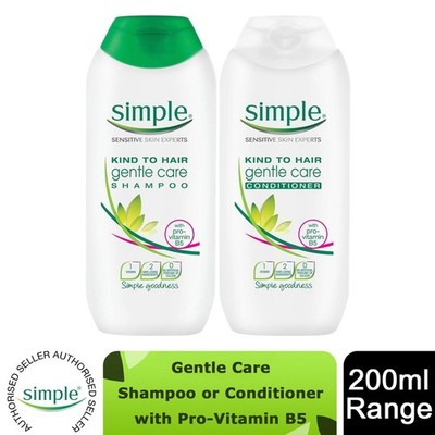 Simple Kind To Hair Gentle Care Shampoo / Conditioner 200ml Sensitive, 3er Pack
