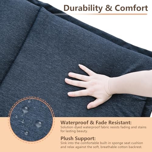  Indoor High Back Rocking Chair Cushions for Glider and Pack of 1 Navy Blue