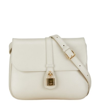 Celine White Leather Crossbody Bag Shoulder Bag Handbag Purse Convertible 99