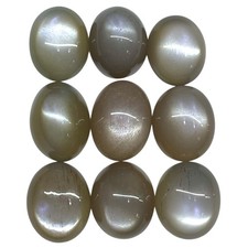 9 Pcs Natural Sri Lankan Moonstone 16-18mm Oval Stunning Gray Loose Gemstone Lot