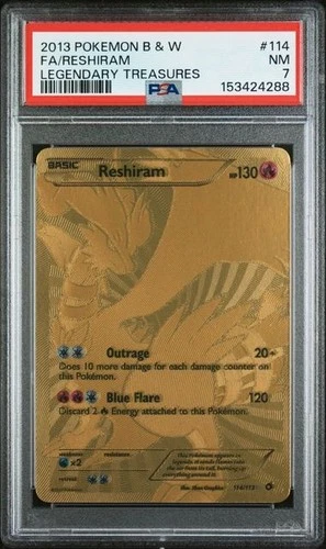 2013 Pokemon Black & White Legendary Treasures 114 Full Art/Reshiram PSA 7 NEW C
